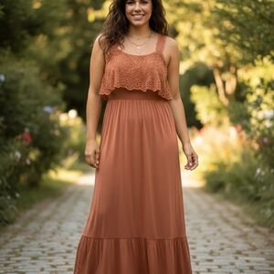 Elegant Terracotta Maxi Dress